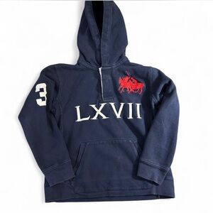 Polo Ralph Lauren Kids Navy - LXVII Large Red Pony with Varsity 3 - Hoodie Sz 7